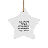 Funny Unbiological Dad Christmas Unique Gifts from Men - Keep Calm I'm The Gay Unbiological Dad Everybody Talks About Star Ornament - Image 1